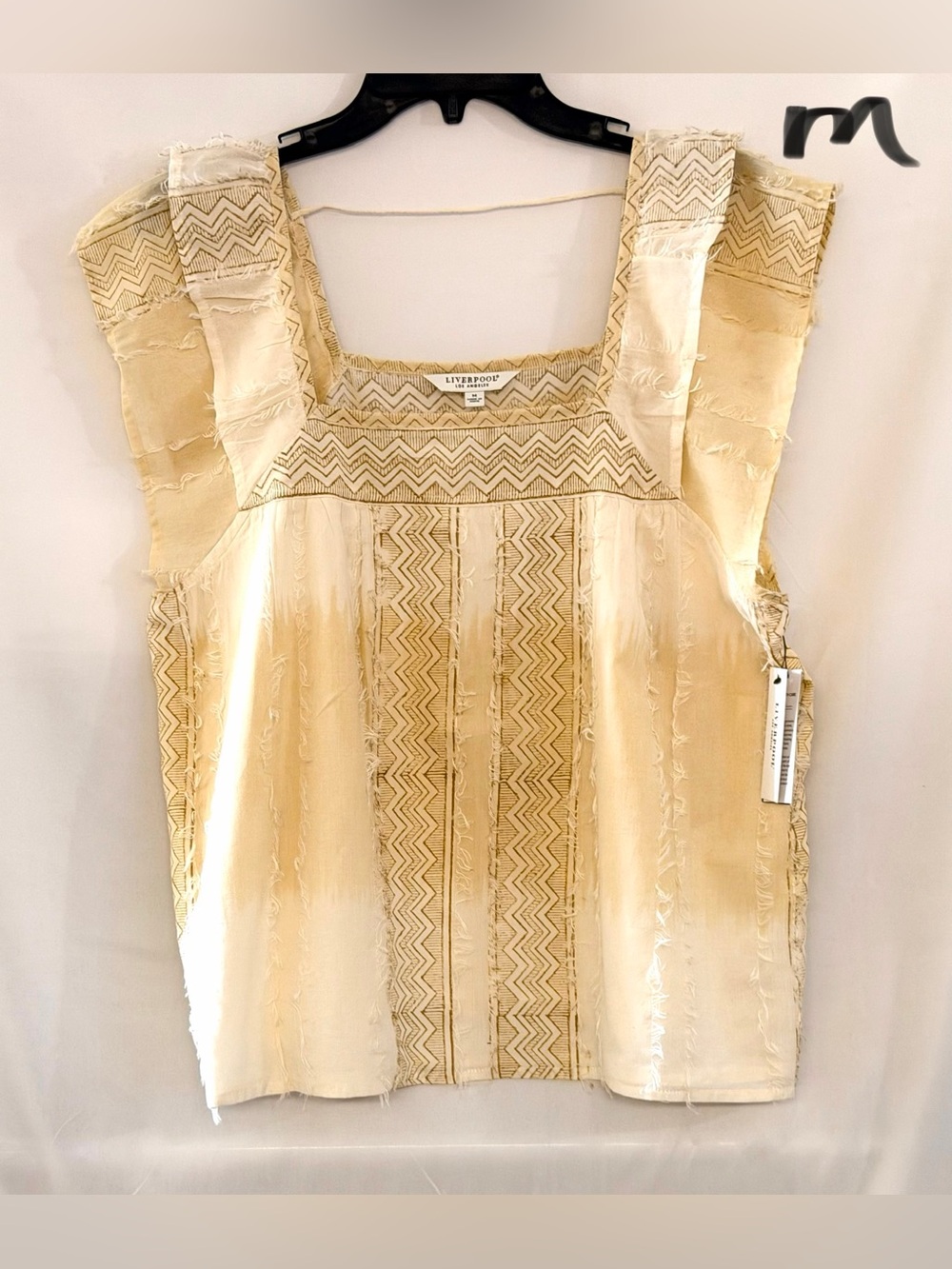 Liverpool Cream Embroidered Square-Strap Tank